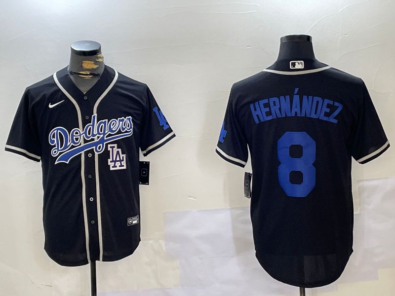 Men Los Angeles Dodgers #8 Hernandez Black Game 2024 Nike MLB Jersey style 11207